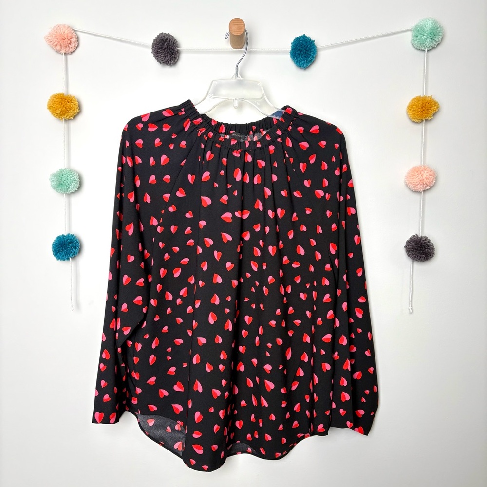Ann Taylor Heart Print Valentine Pattern Blouse